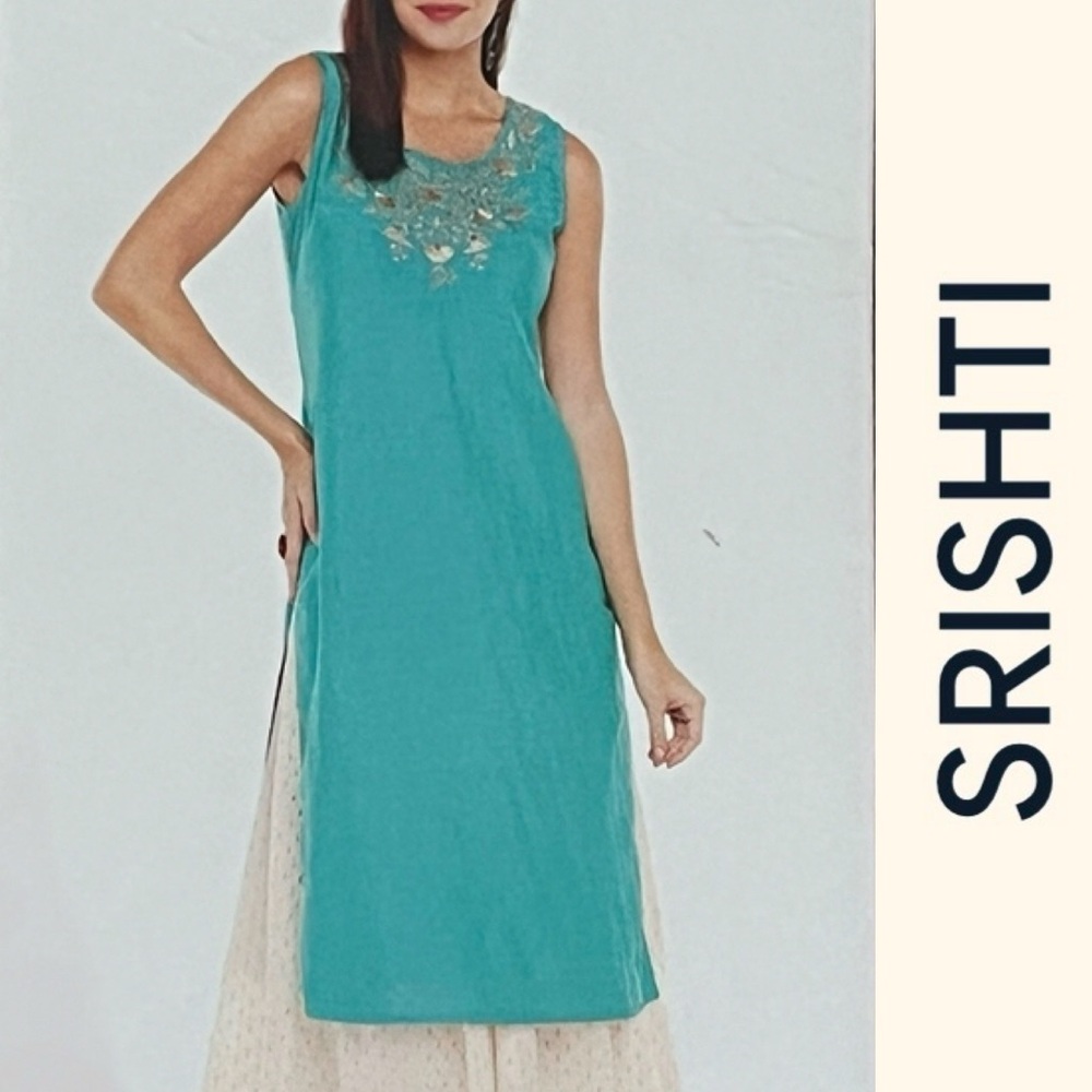 SRISHTI Women’s Aqua Light Festive Kurta